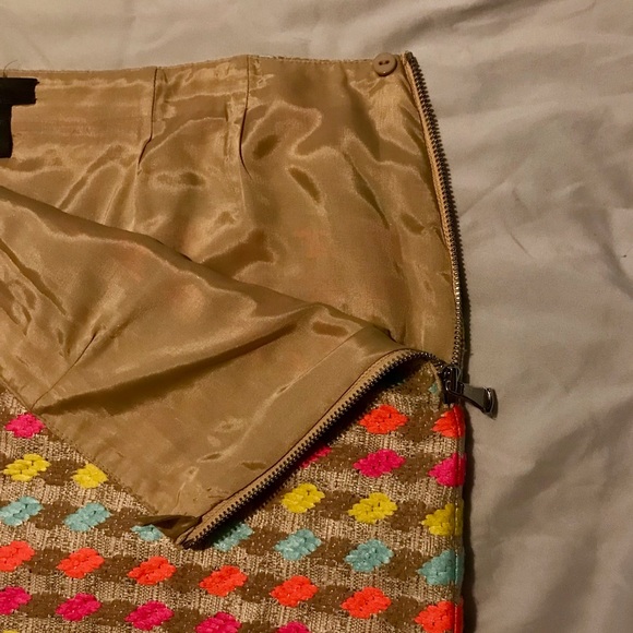 Per Se by Carlisle pencil skirt 12 woven neon tweed textured hot pink rainbow - Picture 3 of 6